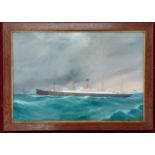 A 19th century watercolour ship portrait of the steamship 'S.S.CARPATHIA', unsigned, subject size