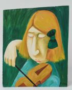 Beryl Cook O.B.E. (British, 1926-2008) oil on board, 'Playing the Violin', signed 'B.Cook' bottom
