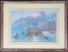 Charles Eddowes Turner (British, 1883-1965), watercolour, Looe Harbour, Cornwall, signed 'C.E.
