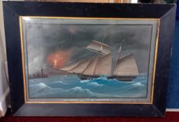 A 19th century watercolour ship portrait of the schooner 'Lady Courtney Jalcombe Port of Dartmouth