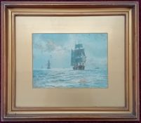 George Gregory (1849-1938), watercolour seascape of two ships, signed lower right 'Geo Gregory