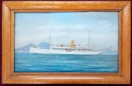 Luca Papaluca (Italian, 1890-1934), watercolour ship portrait of the steam yacht 'M.Y.SONR.R.Y.S',