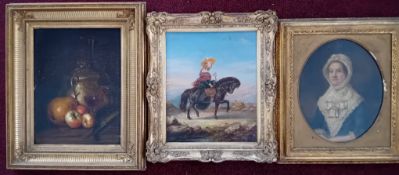 A collection of 18th/19th century paintings, to include classical scenes, still life, portrait