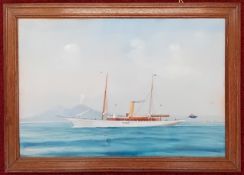 A late 19th/early 20th century watercolour ship portrait of the steam yacht 'S.Y.JOYEUSE', signed