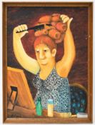 Beryl Cook O.B.E. (British, 1926-2008) oil on board, signed 'B.Cook' lower left, Women Curling