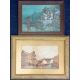 A collection of pictures, to include watercolour village scenes, portrait of a lady, still life, and - Image 2 of 3