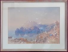 Samuel Cook of Plymouth (1806-1859) watercolour, rocky coastal scene, signed lower right 'S.Cook.