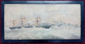 A watercolour ship portrait of steam ship 'Himalaya', unsigned, inscribed to reverse 'Her