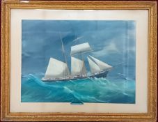 A gouache ship portrait of the schooner 'Mayflower', unsigned, subject size 43cm x 60cm, framed