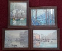 Frank Kelsey (English, 1864-1932) four watercolours of harbour and river scenes, signed lower