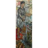 John Bratby (British, 1928-1992), large scale oil on canvas, ‘Model with Nailed on Tray-Palette’,