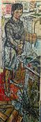 John Bratby (British, 1928-1992), large scale oil on canvas, ‘Model with Nailed on Tray-Palette’,