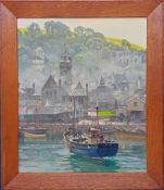 Charles Eddowes Turner (British, 1883-1965), oil on canvas, Looe, Cornwall harbour, signed 'C.E.