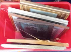 A collection of pictures, to include watercolour village scenes, portrait of a lady, still life, and