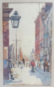 Henry Martin, (1835-1908), watercolour of Plymouth Street scene 'Navy Hotel', signed 'H. Martin'