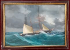 A 19th century watercolour ship portrait of the schooner 'Challenge', unsigned, subject size 41cm