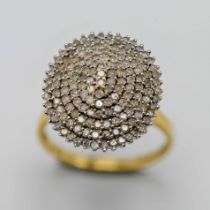 A diamond cluster ring, set in 18ct yellow gold, marked inside 1.22, size P, approx 6.3g.