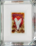 Amanda Jones (British, Contemporary), two fused-glass panels of hearts, framed and glazed, overall