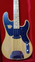 A Squire Tele Neck Precision Bass by Fender, Natural, S/N CGS 1111376, cased.