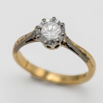 A diamond solitaire ring, set in 18ct yellow gold, approx 1.00ct, size M.