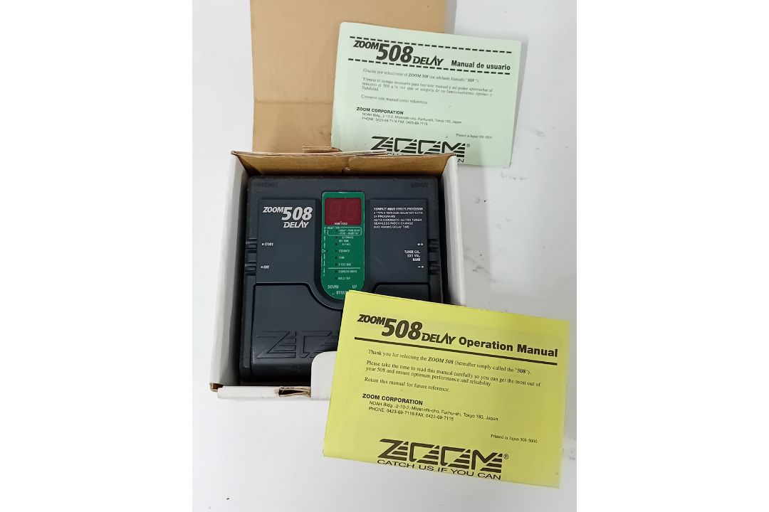 A Zoom 508 DELAY pedal, Ac-Dc converter missing, S/N 020423.
