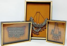 Three cased Ethiopian silver ceremonial wedding necklaces. (3)
