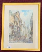 William Henry SWEET (1861-1942), watercolour street scene, 35cm x 25cm, framed and glazed.