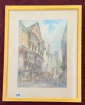 William Henry SWEET (1861-1942), watercolour street scene, 35cm x 25cm, framed and glazed.