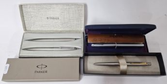 A Sheaffer fountain pen, together with a parker ball point pen, parker propelling pencil, and