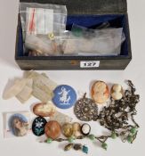 A mixed collection of cameo's, miniature portrait pendants etc.