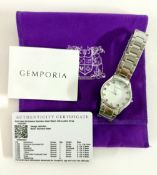 Gemporia, a multi gem birthstone stainless steel wristwatch on a brand-new strap, with certificate