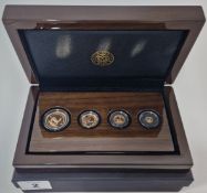 The 2024 Krugerrand four coin set, to include 1/50oz coin, 1/20oz coin, 1/10oz coin, and 1/4oz coin,