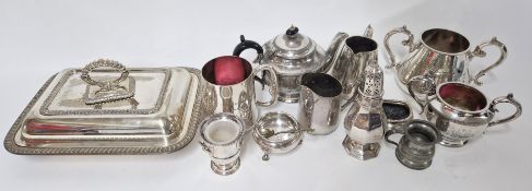 A collection of silver plated items, to include a tureen, sugar caster, sugar bowl, milk jug, etc.