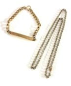 A 9ct gold I.D. bracelet together with a 9ct gold chain, total weight approx 24.4g.