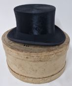 A G.A. Dunn & Co LTD., black silk plush top hat, marked inside 'Picadilly Circus, 429 The Strand, 54