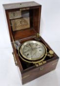 A William Crisp two day marine chronometer, silvered Roman dial with subsidiary seconds dial, 56