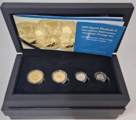 An Elizabeth II Coronation anniversary four coin sovereign set, Charles III, 2023, to include one-