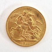 A George V full sovereign, 1912.