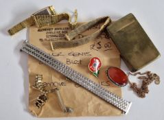 A French lighter in gold plated, watch straps etc.