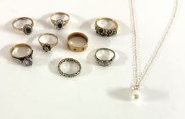 Six 9ct gold various dress rings approx 14.8g, two gold dress rings (hallmarks indistinct) and a 9ct