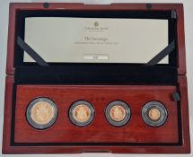 A 2025 four coin gold proof sovereign set, The Royal Mint, 182/350, to include the quarter
