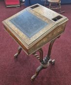 A Victorian floral inlaid davenport desk, height 85cm x 54cm.