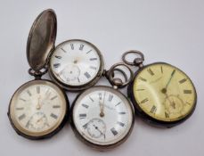 Three silver pocket watches, together with another, to include one by 'John Forrest, London'. (4)
