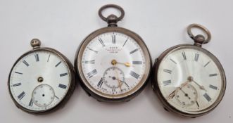 Three silver pocket watches, to include one by 'Kays 