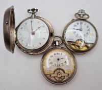 Three pocket watches, to include a silver example. (3)