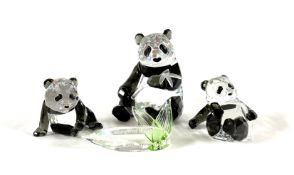 Swarovski Crystal Glass, Endangered Wildlife - Pandas, boxed, together with Companion Panda Cub,