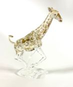 Swarovski Crystal Glass, Giraffe Running, boxed.