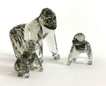 Swarovski Crystal Glass, Endangered Wildlife - Gorilla's, boxed together with Baby Gorilla, boxed.