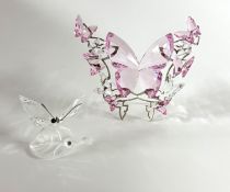 Swarovski Crystal Glass, Brilliant Butterfly - Rosaline, boxed together with Butterfly on Leaf,