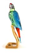 Swarovski Crystal Glass, Paradise Birds - Macaw - Chrome Green, boxed.